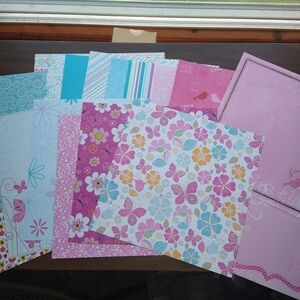 Floral Scrapbook Paper Set - Pink, Purple, Blue